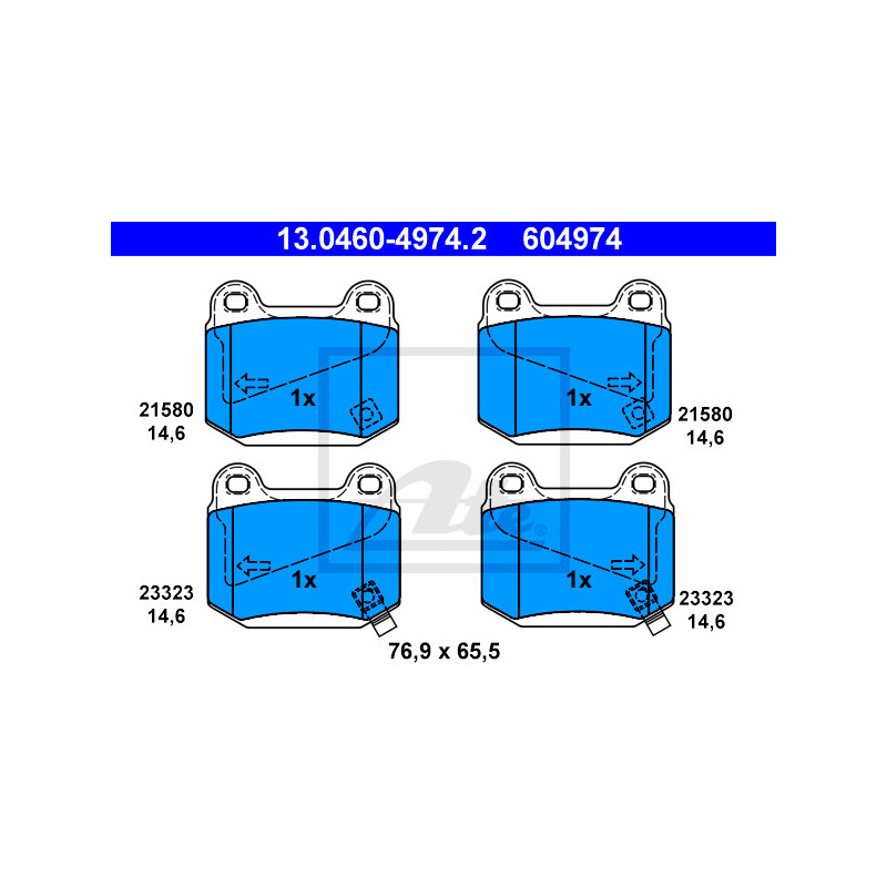 Jeu de quatre plaquettes de frein à disque ATE