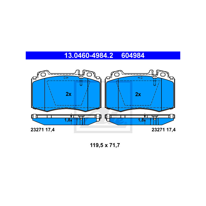 Jeu de quatre plaquettes de frein à disque ATE