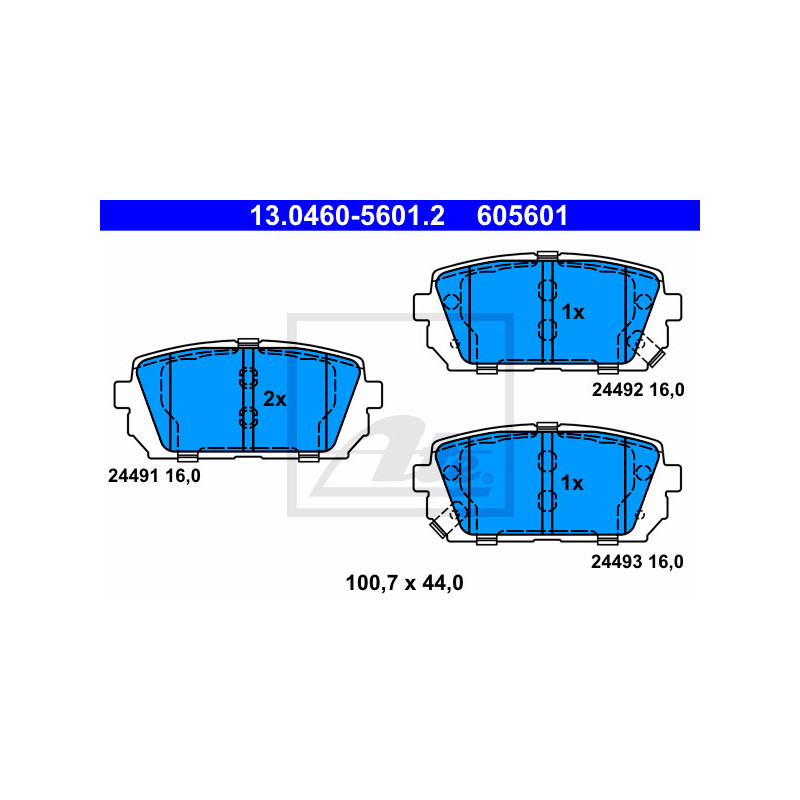 Jeu de quatre plaquettes de frein à disque ATE