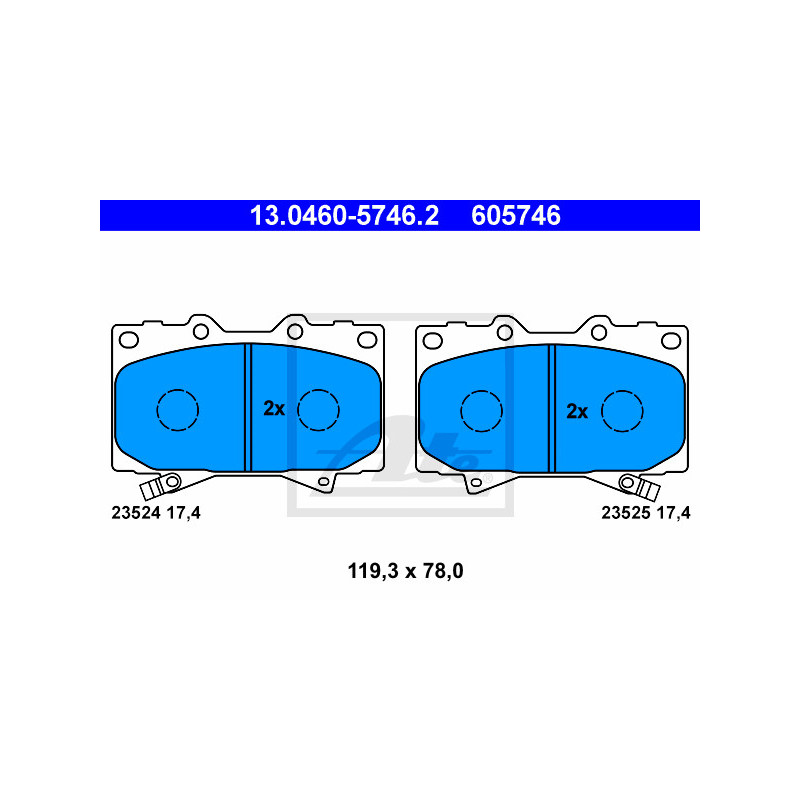 Jeu de quatre plaquettes de frein à disque ATE