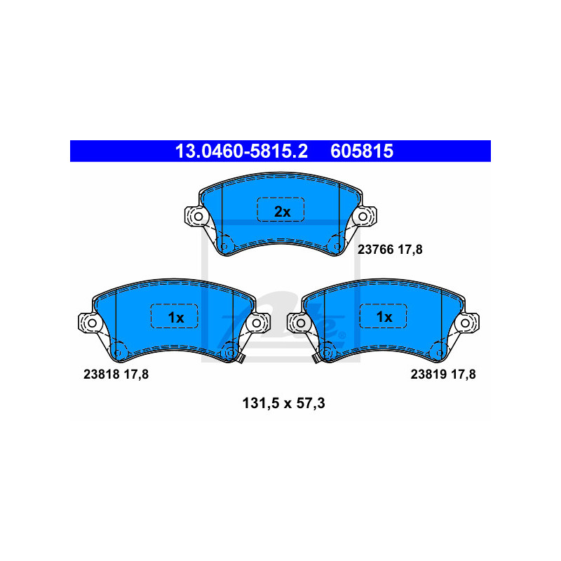 Jeu de quatre plaquettes de frein à disque ATE