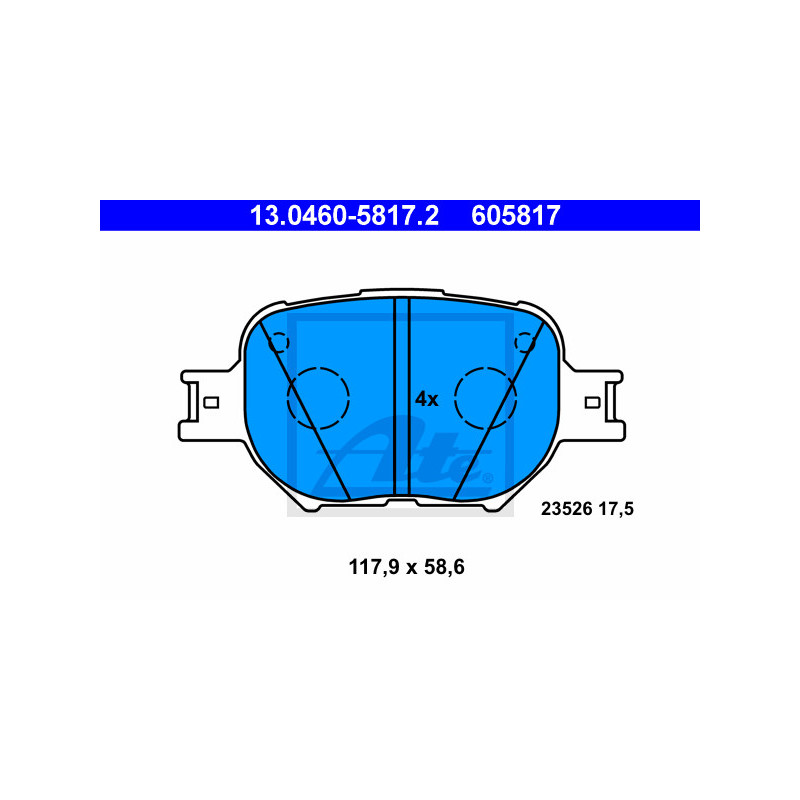 Jeu de quatre plaquettes de frein à disque ATE