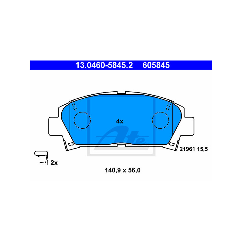 Jeu de quatre plaquettes de frein à disque ATE