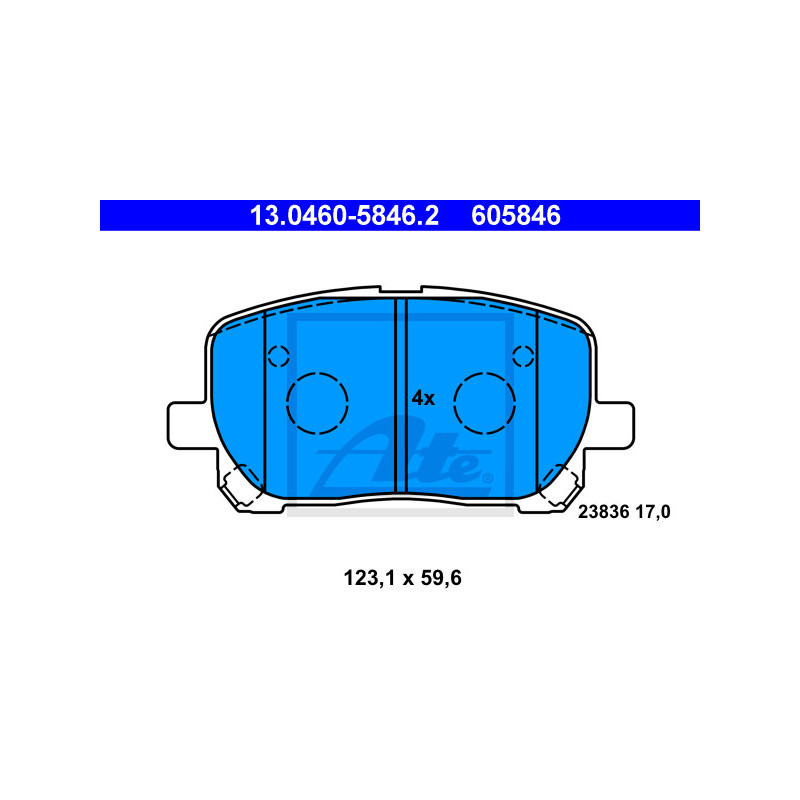 Jeu de quatre plaquettes de frein à disque ATE