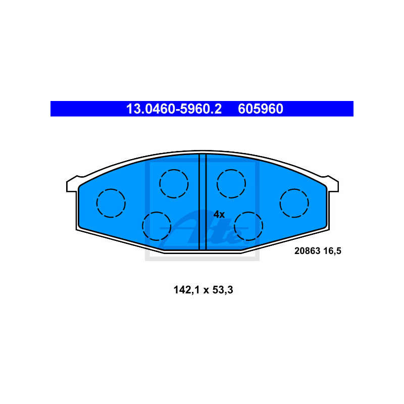 Jeu de quatre plaquettes de frein à disque ATE