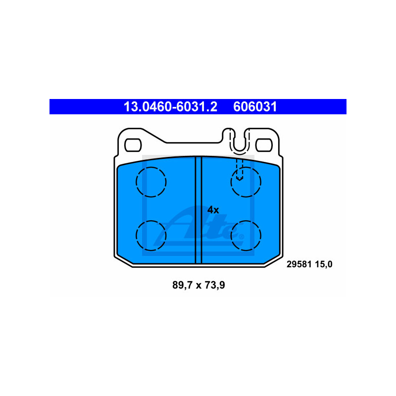 Jeu de quatre plaquettes de frein à disque ATE