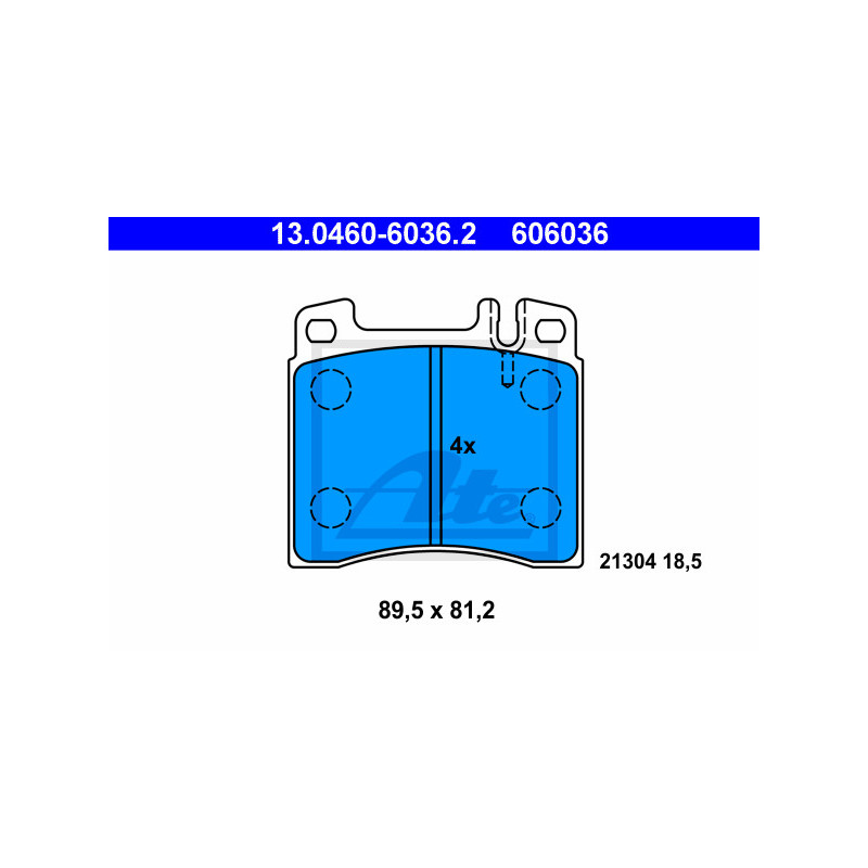 Jeu de quatre plaquettes de frein à disque ATE