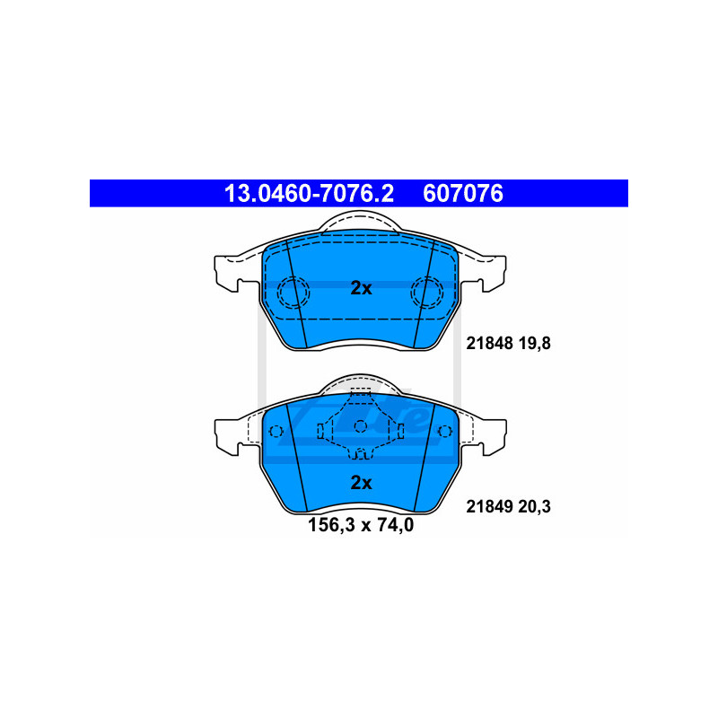 Jeu de quatre plaquettes de frein à disque ATE