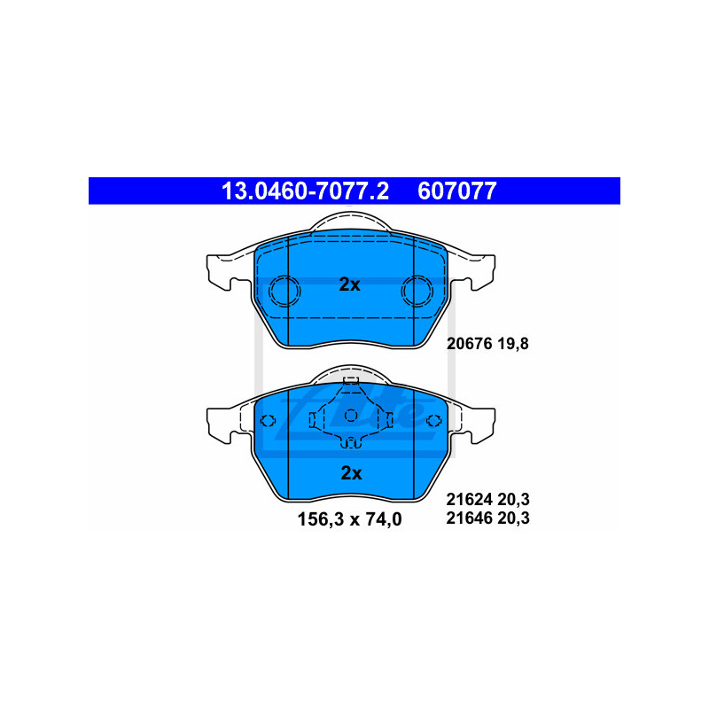 Jeu de quatre plaquettes de frein à disque ATE