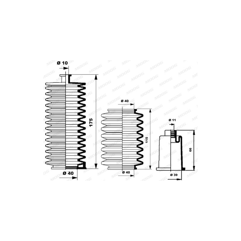 Jeu de joints-soufflets (direction) MOOG