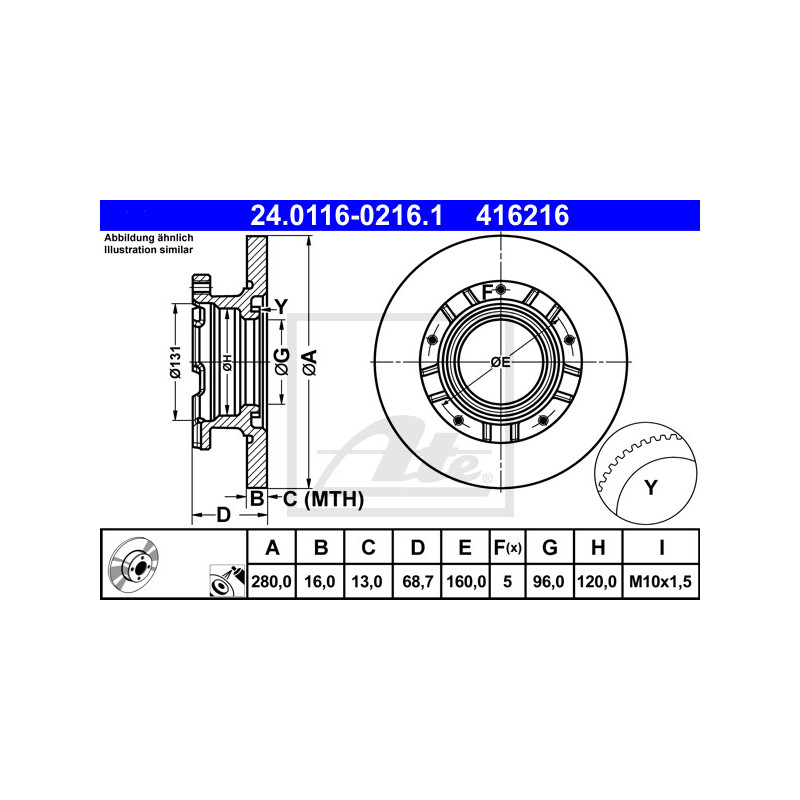 Jeu de 2 disques de frein ATE