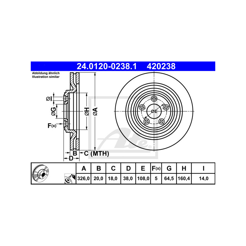 Jeu de 2 disques de frein ATE