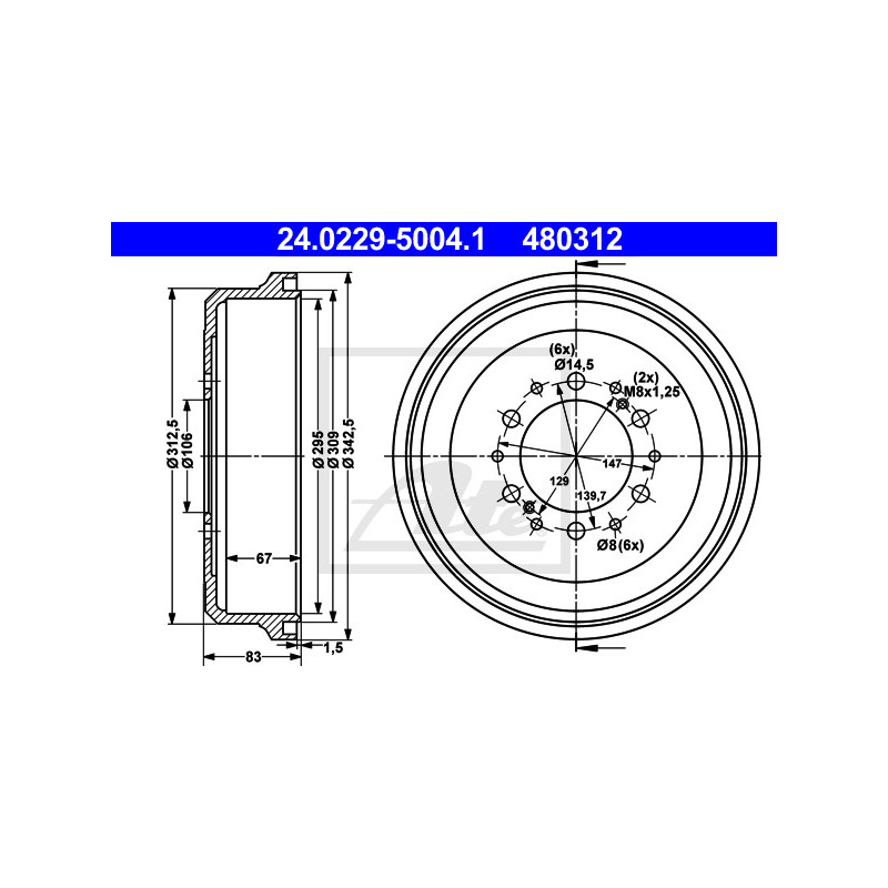 Tambour de frein ATE