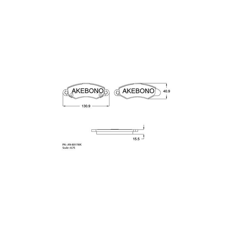 Jeu de quatre plaquettes de frein à disque AKEBONO