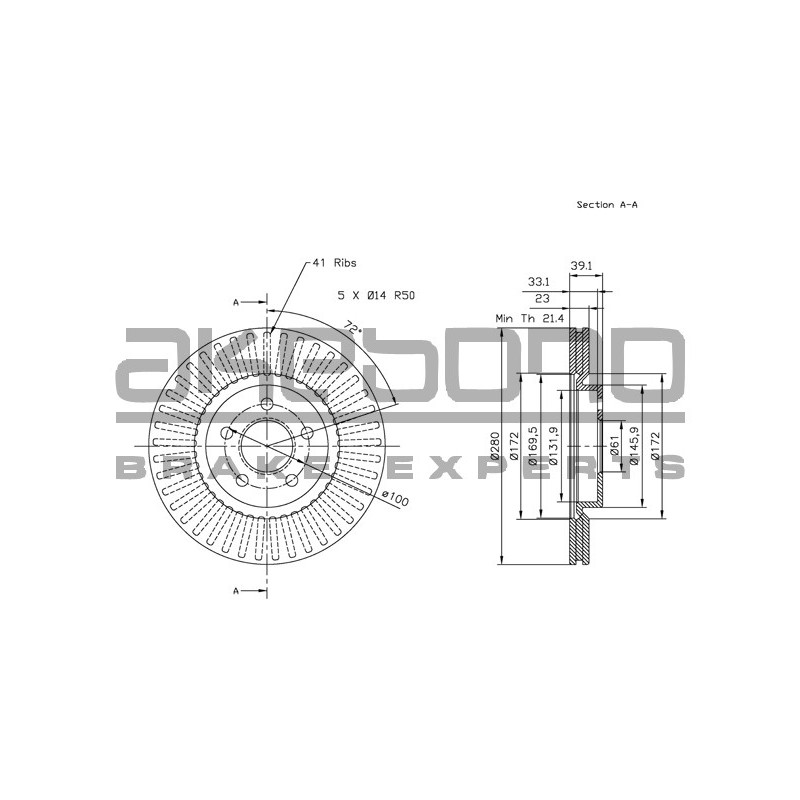 Disque de frein à l'unité AKEBONO