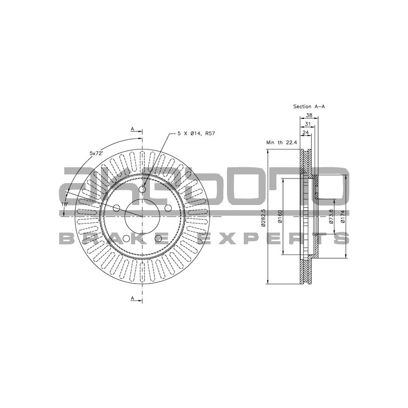 Disque de frein à l'unité AKEBONO