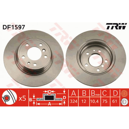 Jeu de 2 disques de frein TRW