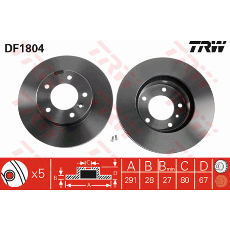 Jeu de 2 disques de frein TRW