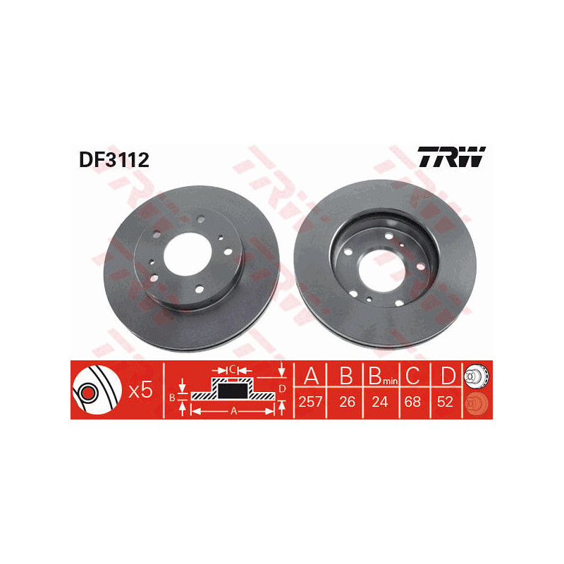 Jeu de 2 disques de frein TRW