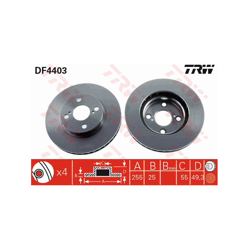 Jeu de 2 disques de frein TRW