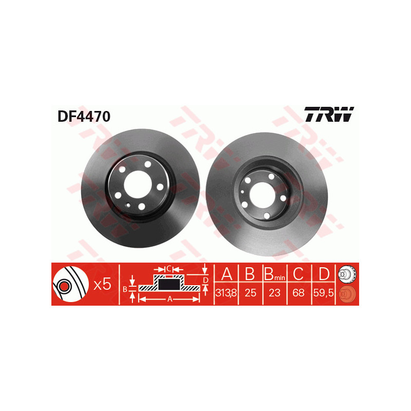 Jeu de 2 disques de frein TRW