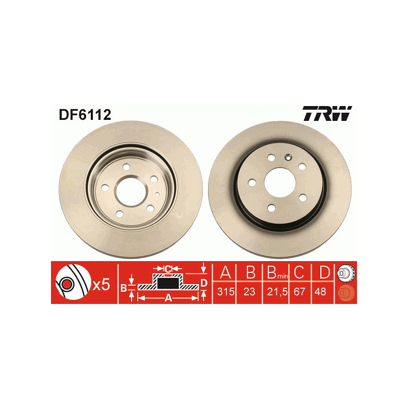 Jeu de 2 disques de frein TRW