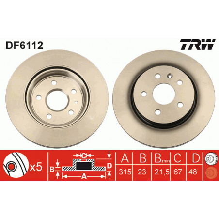 Jeu de 2 disques de frein TRW