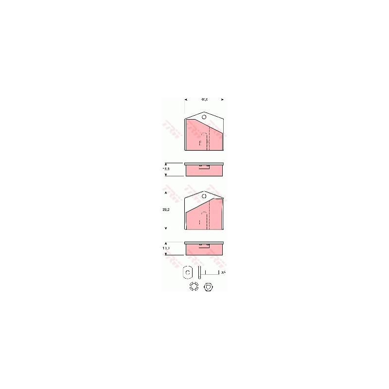 Jeu de plaquettes de frein (disque de frein de stationnement) TRW