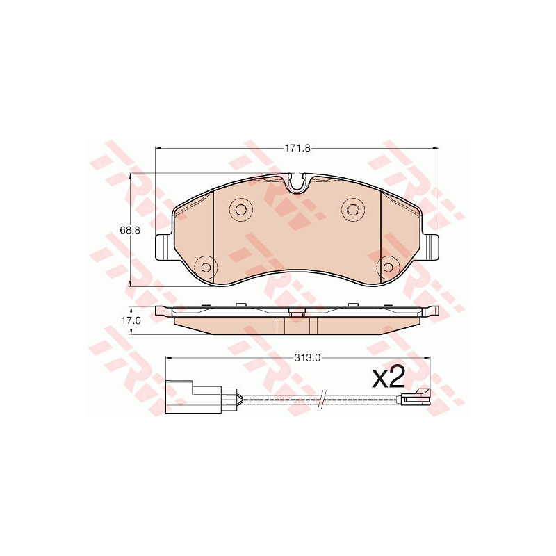 Jeu de quatre plaquettes de frein à disque TRW