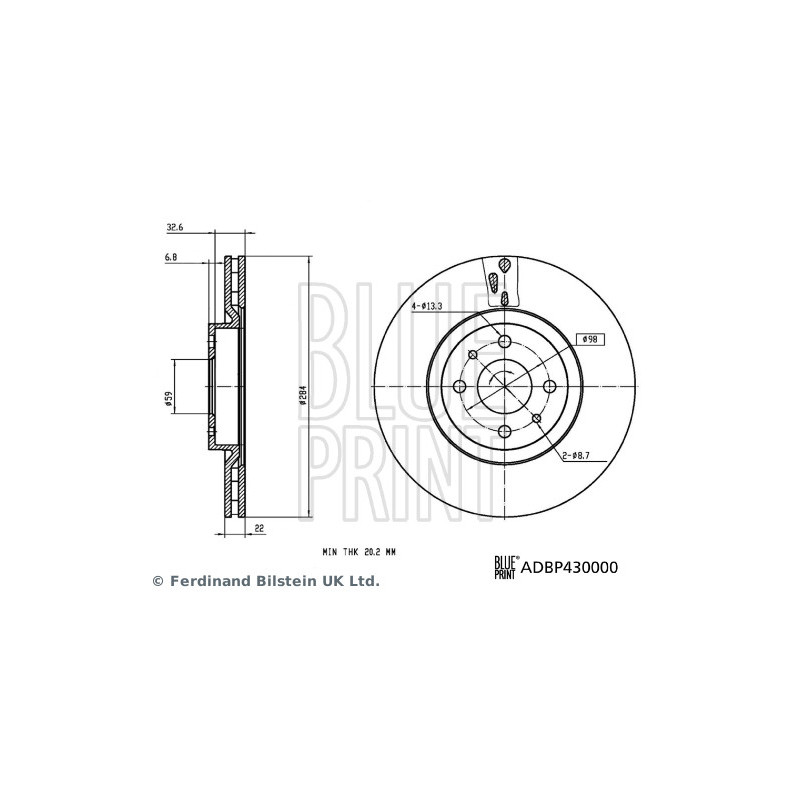 Jeu de 2 disques de frein BLUE PRINT