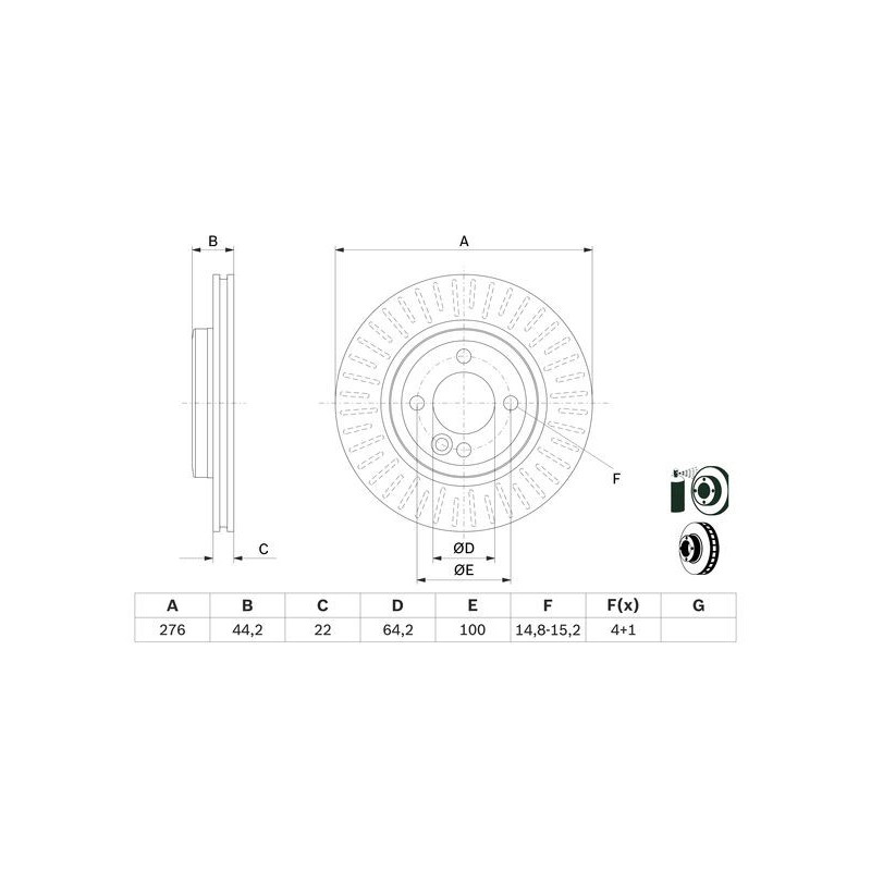 Jeu de 2 disques de frein BOSCH