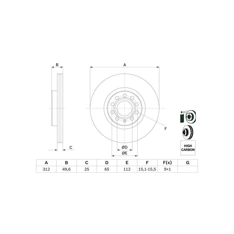 Jeu de 2 disques de frein BOSCH