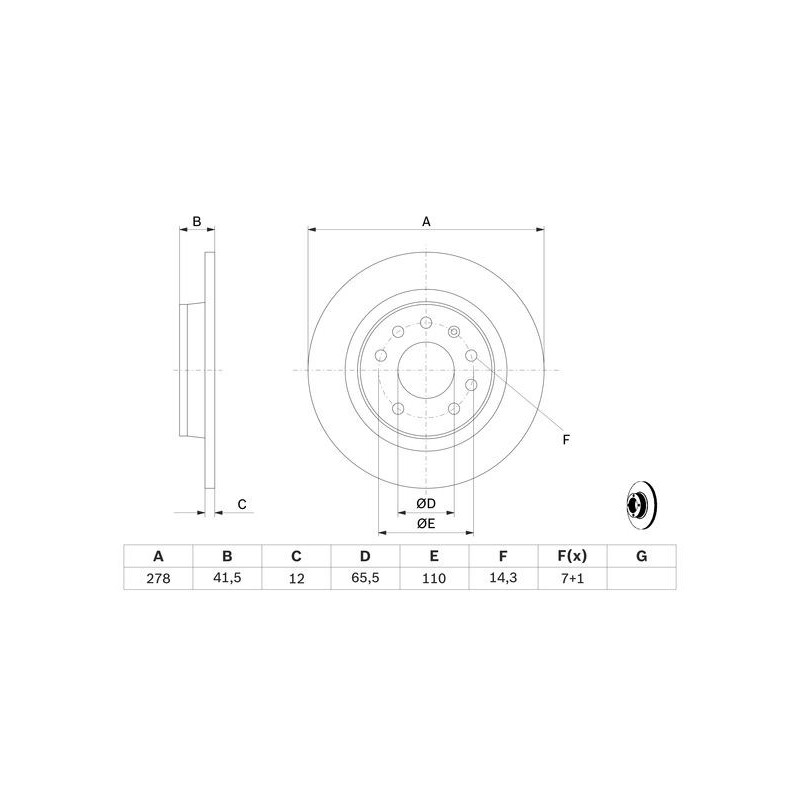 Jeu de 2 disques de frein BOSCH