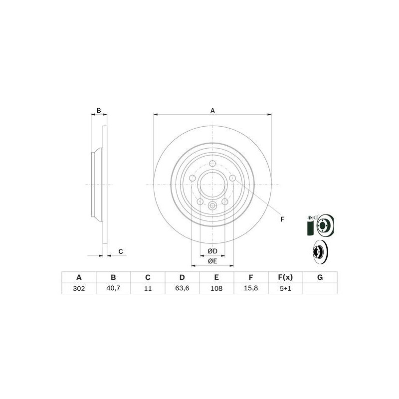 Jeu de 2 disques de frein BOSCH