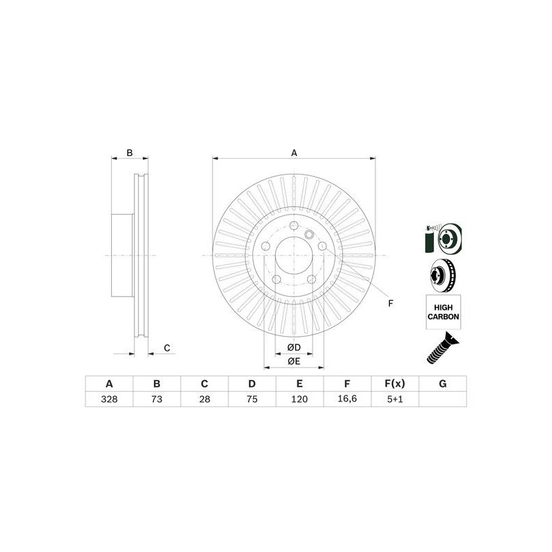 Jeu de 2 disques de frein BOSCH