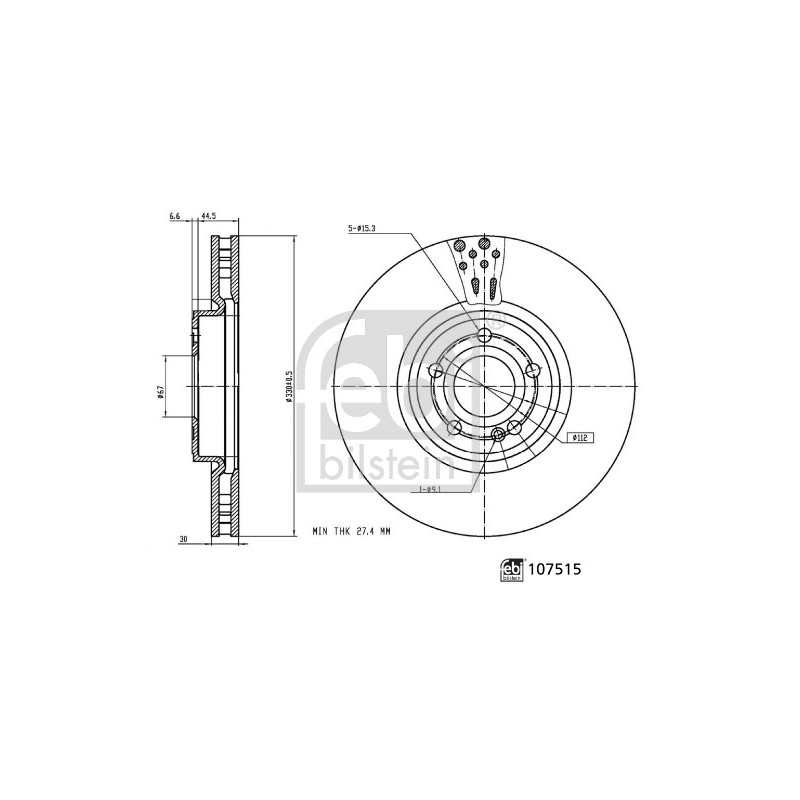 Jeu de 2 disques de frein FEBI BILSTEIN